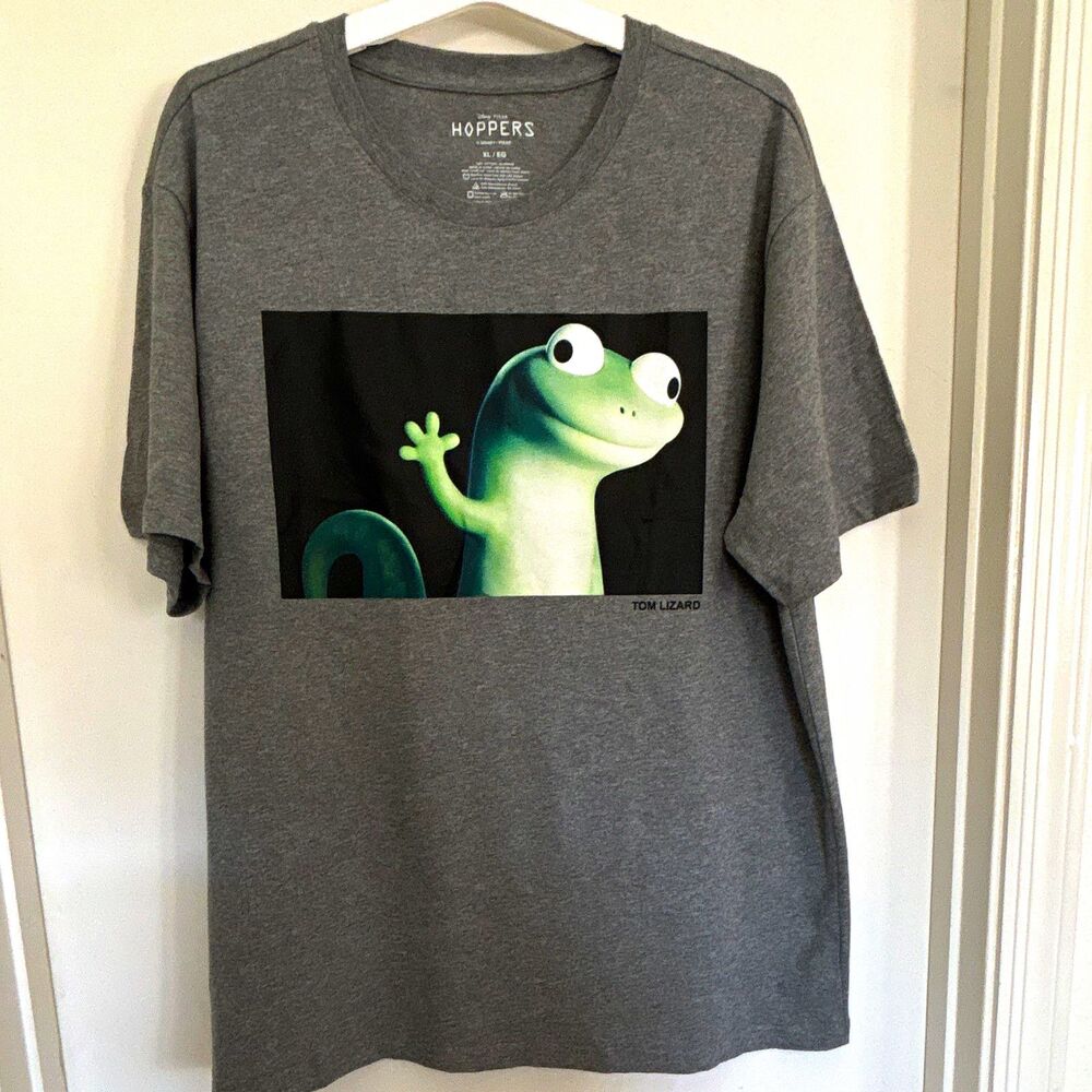 Disney Pixar Toy Story Hoppers Tom Lizard Graphic T-Shirt, Gray, XL